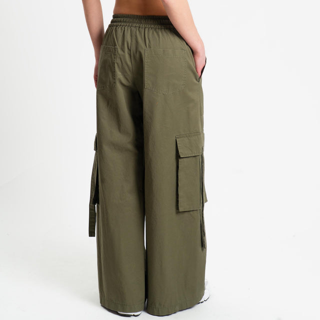 Tensione in-Pantalone cargo con coulisse - militare