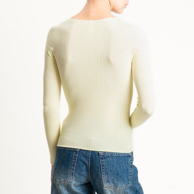 Tensione in-Maglia girocollo a costine - giallo