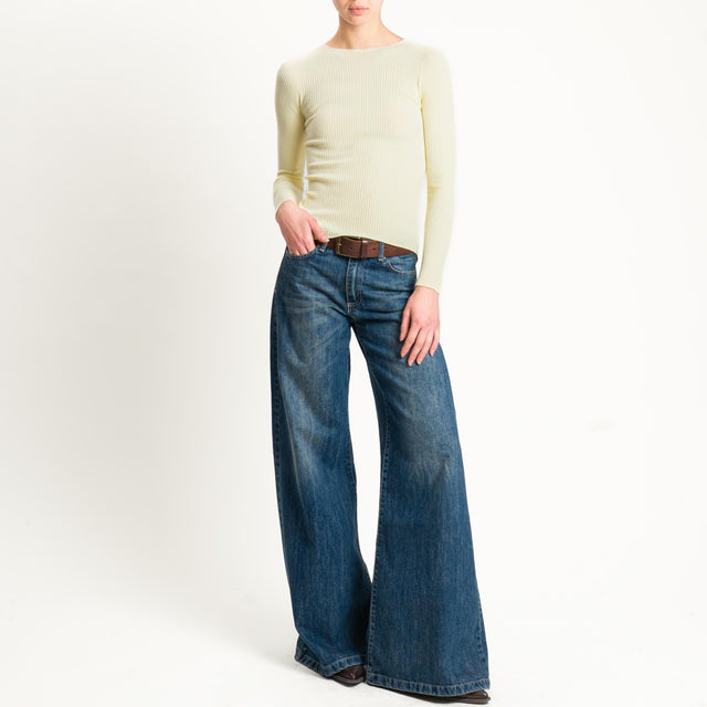 Tensione in-Maglia girocollo a costine - giallo