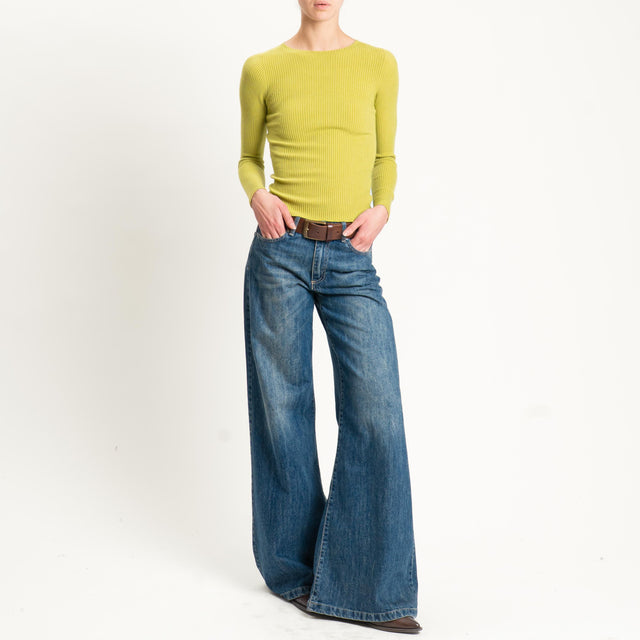 Tensione in-Maglia girocollo a costine - olio