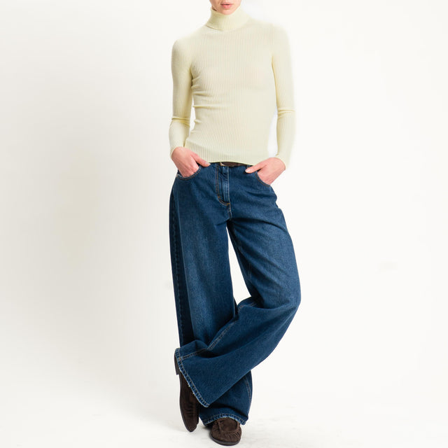 Tensione in-Maglia collo alto a costine - giallo