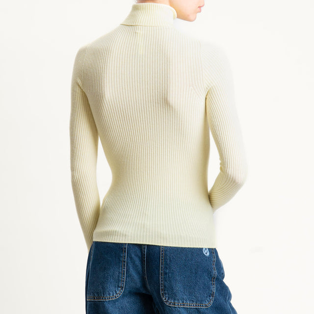 Tensione in-Maglia collo alto a costine - giallo