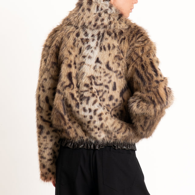 Tensione in-Bomber ecopelliccia fantasia animalier - beige/nero
