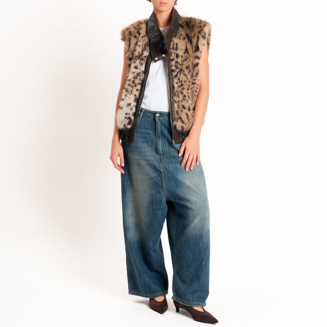 Tensione in-Gilet ecopelliccia fantasia animalier - beige/moro/nero