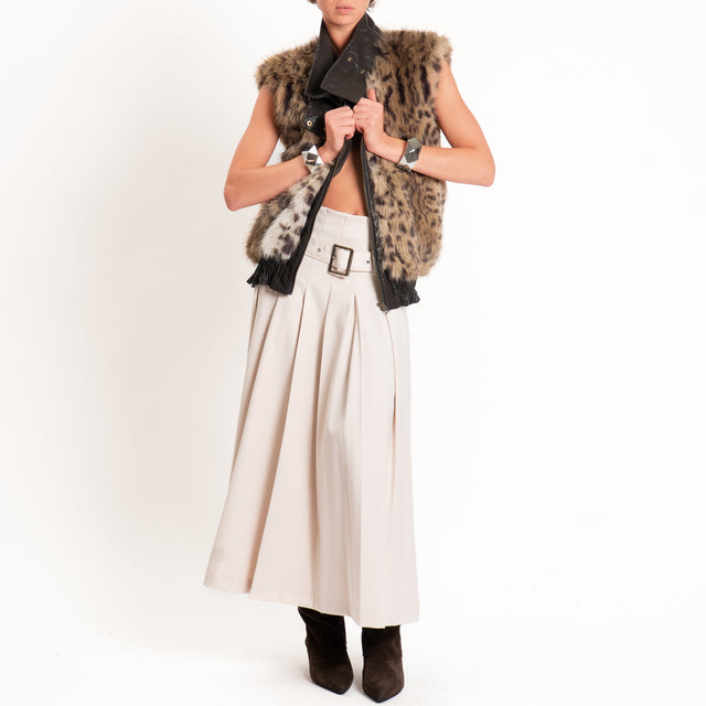 Tensione in-Gilet ecopelliccia fantasia animalier - beige/moro/nero