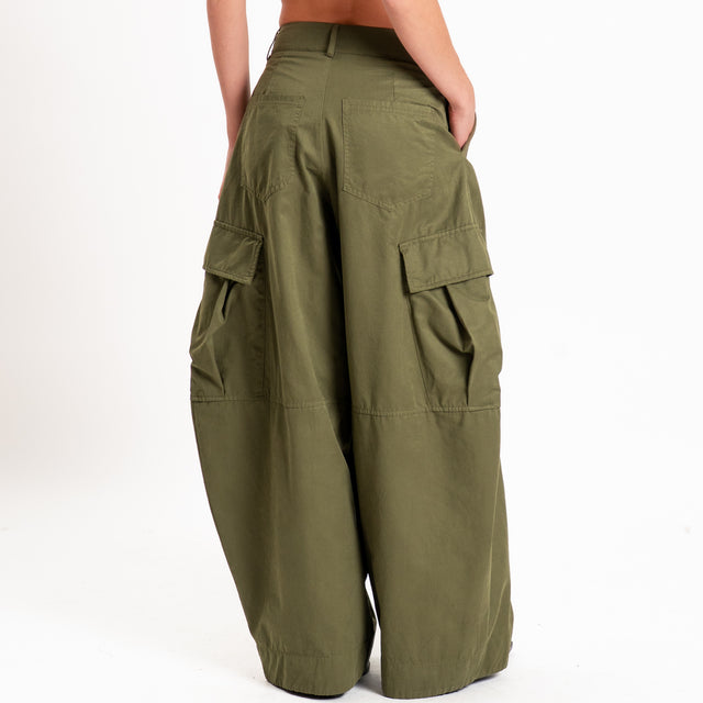 Tensione in-Pantalone cargo wide leg fit - militare