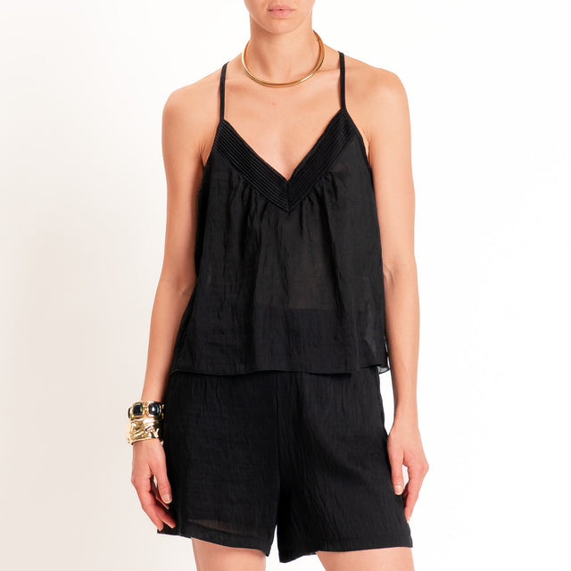 Tensione in-Completo lyocell top+shorts - Nero