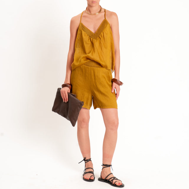 Tensione in-Completo lyocell top+shorts - ocra