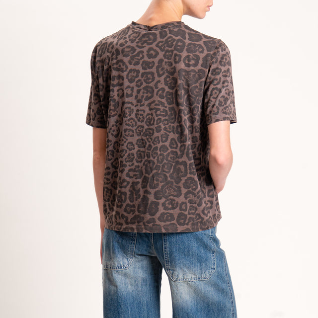 Tensione in-t-shirt animalier con applicazioni - moro/nero