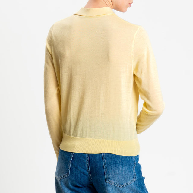 Tensione in-Maglia polo 100% LANA MERINO - giallo