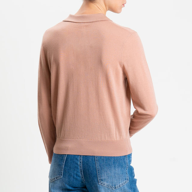 Tensione in-Maglia polo 100% LANA MERINO - rosa