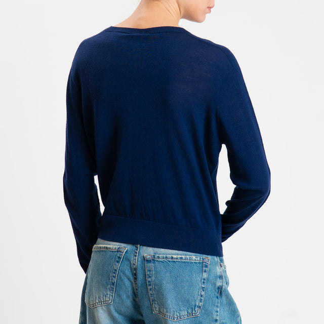 Tensione in-Cardigan rebecchina 100% LANA MERINO - blu