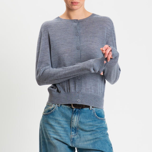 Tensione in-Cardigan rebecchina 100% LANA MERINO - grigio