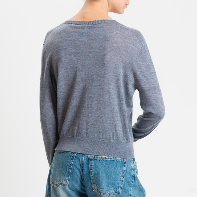 Tensione in-Cardigan rebecchina 100% LANA MERINO - grigio