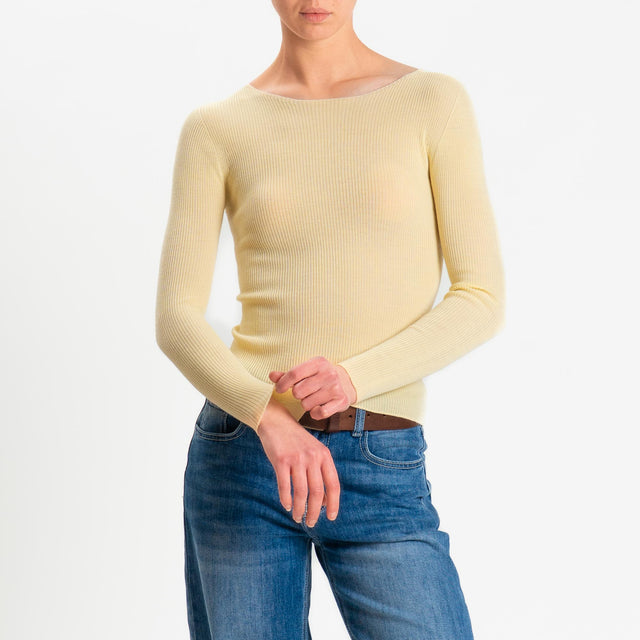 Tensione in-Maglia costine LANA MERINO - giallo