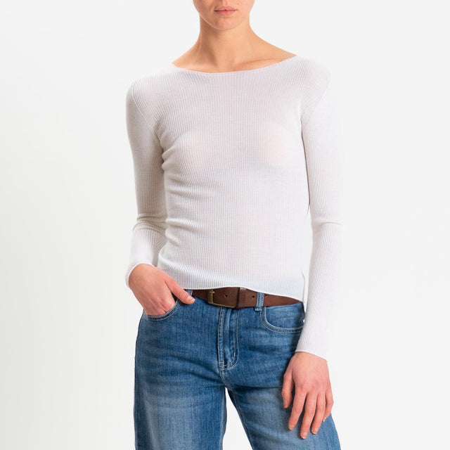 Tensione in-Maglia costine LANA MERINO - panna