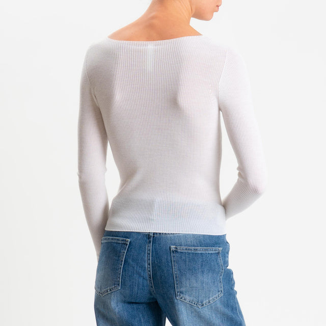 Tensione in-Maglia costine LANA MERINO - panna