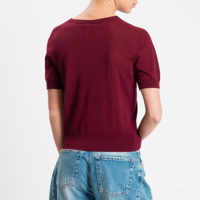 Tensione in-Maglia mezza manica 100% LANA MERINO - Bordeaux