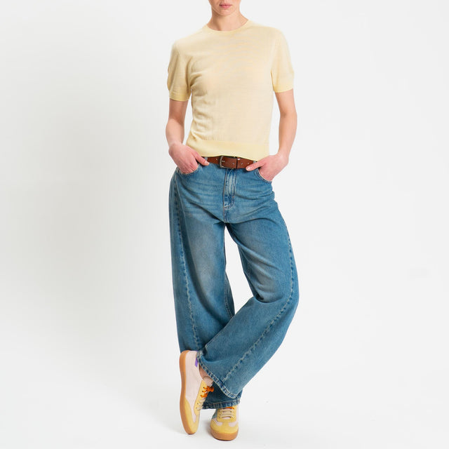 Tensione in-Maglia mezza manica 100% LANA MERINO - giallo