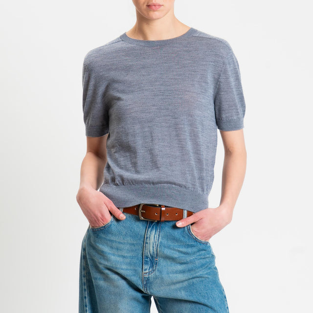 Tensione in-Maglia mezza manica 100% LANA MERINO - grigio