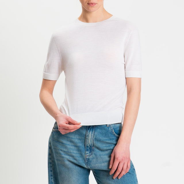 Tensione in-Maglia mezza manica 100% LANA MERINO - panna