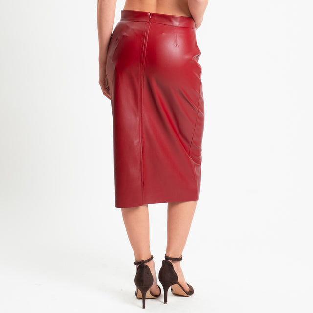 Tensione in-Gonna similpelle spacco dietro - rosso
