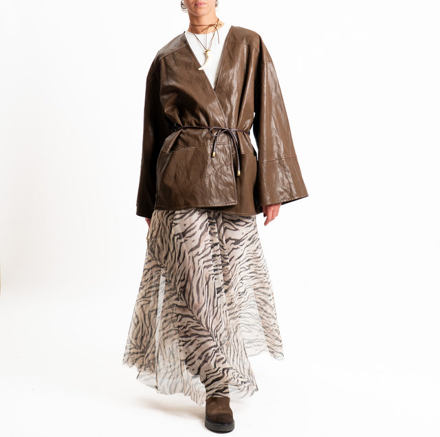 Tensione in-Gonna tulle fantasia con elastico in vita - zebrato sand/nero