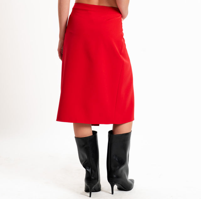 Tensione in-Gonna a pieghe con applicazione cabochon - rosso/nero