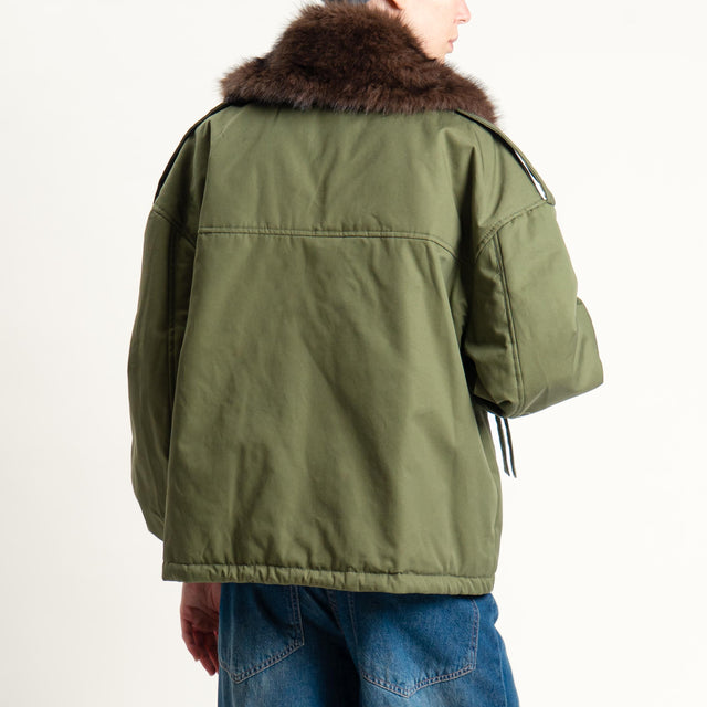 Tensione in-Giacca bomber collo ecopelliccia - verde/moro