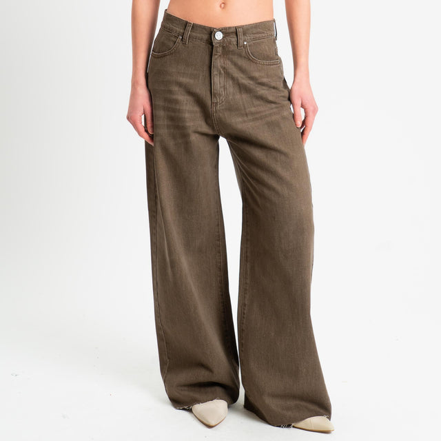 Tensione in-Jeans wide leg taglio - moro