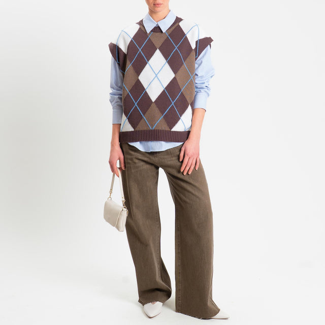 Tensione in-Jeans wide leg taglio - moro