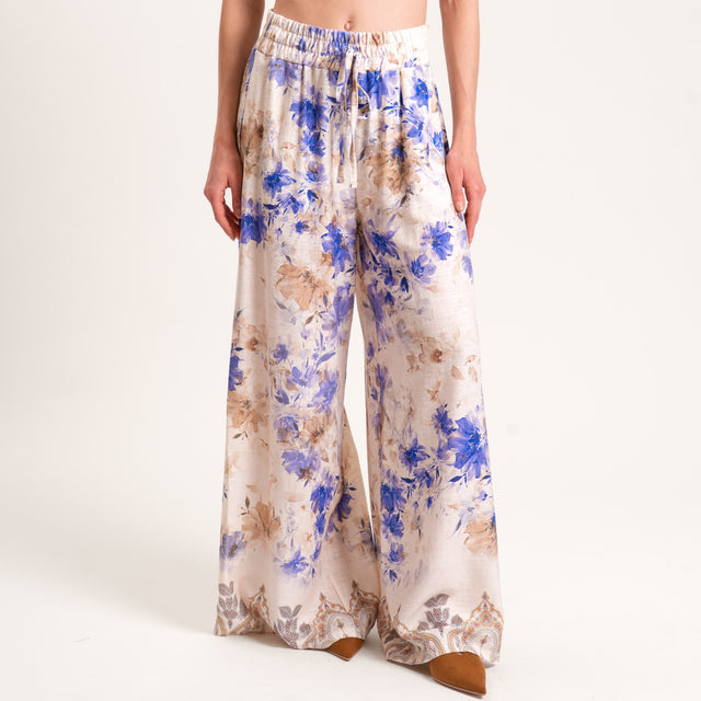 Tensione in-Pantalone misto lino con coulisse - sand/inchiostro/beige
