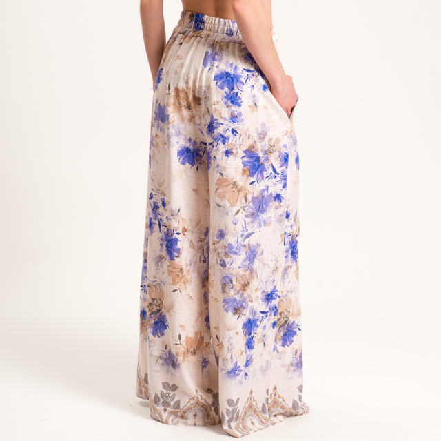 Tensione in-Pantalone misto lino con coulisse - sand/inchiostro/beige
