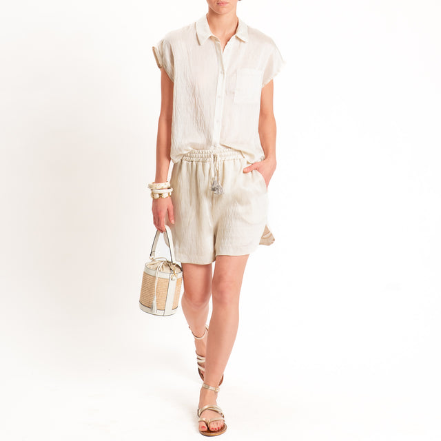 Tensione in-Shorts lyocell con coulisse - avorio
