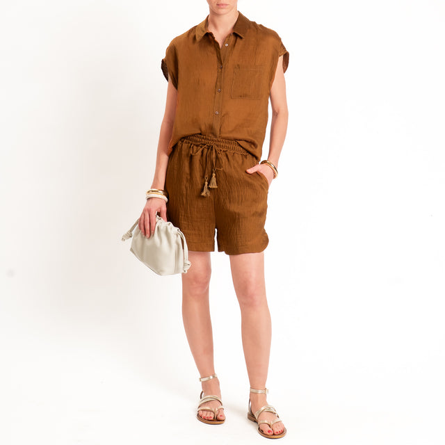 Tensione in-Shorts lyocell con coulisse - tabacco