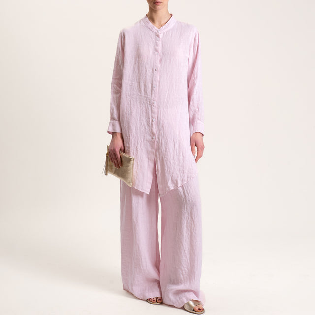 Tensione in-Pantalone in lino elastico in vita - rosa