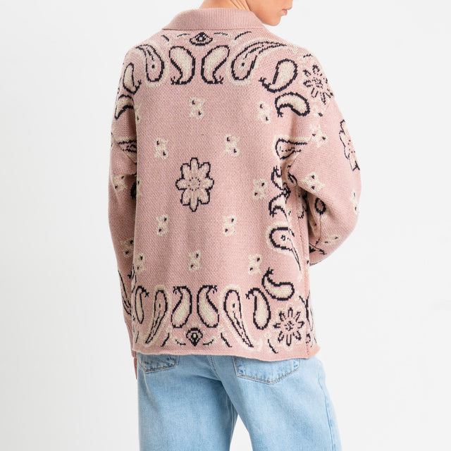 Tensione in-Giacca in maglia jaquard fantasia bandana - pink/beige/nero