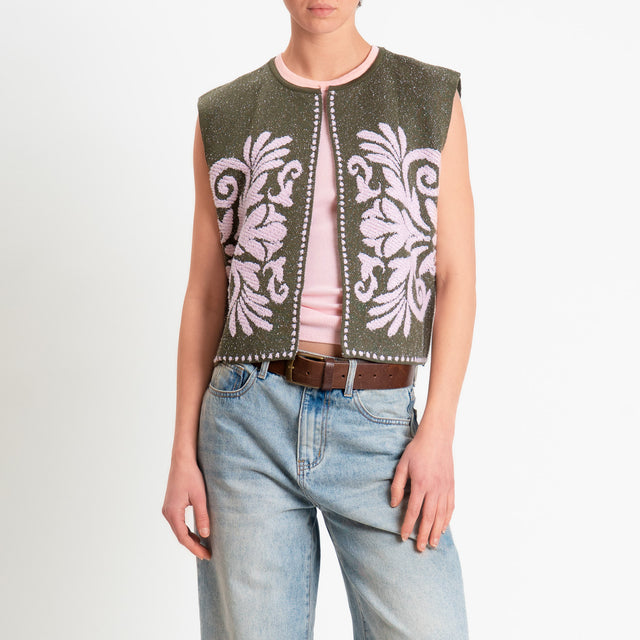 Tensione in-Gilet melange jacquard - green/pink