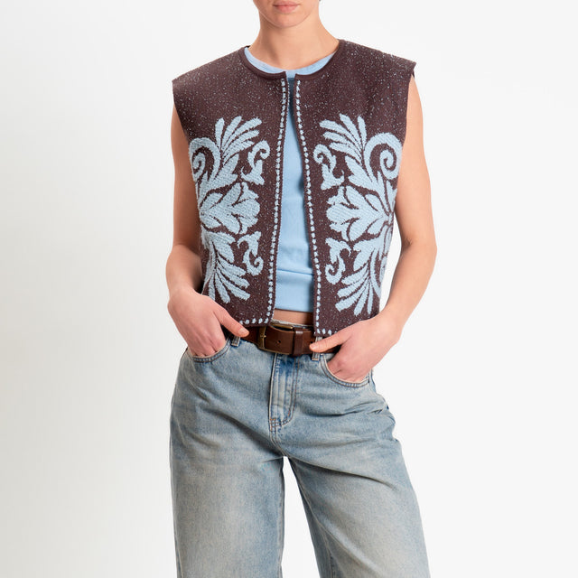 Tensione in-Gilet melange jacquard - brown/sky