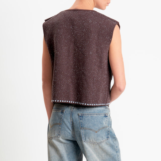 Tensione in-Gilet melange jacquard - brown/sky