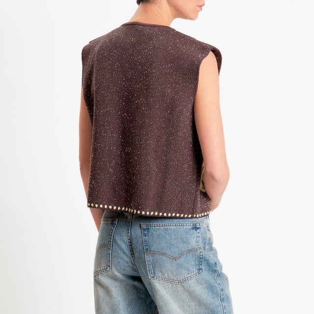 Tensione in-Gilet melange jacquard - brown/yellow