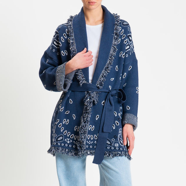 Tensione in-Cardigan fantasia bandana - blu