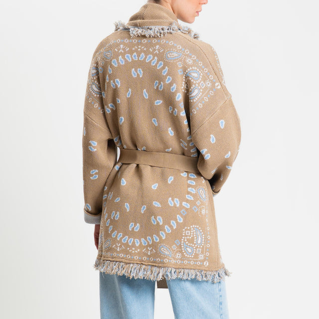 Tensione in-Cardigan fantasia bandana - camel