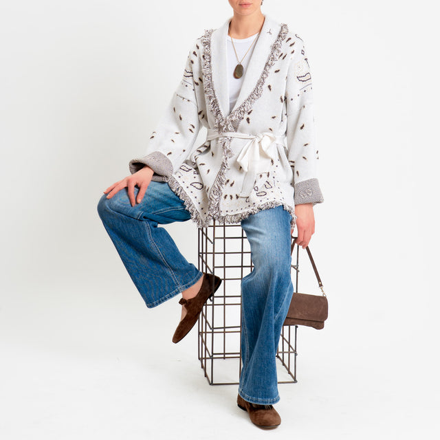 Tensione in-Cardigan fantasia bandana - offwhite