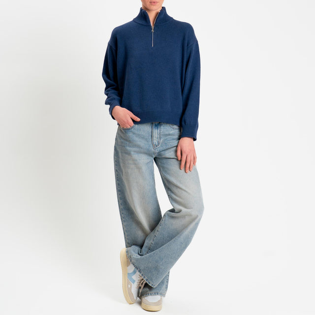 Tensione in-Maglia zip jumper - blu