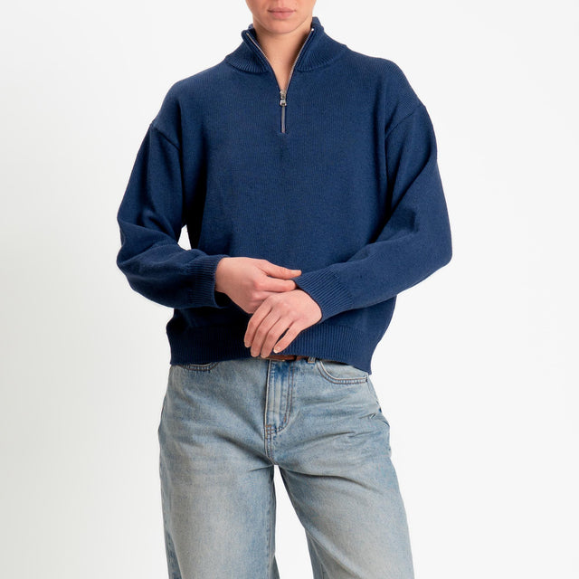 Tensione in-Maglia zip jumper - blu