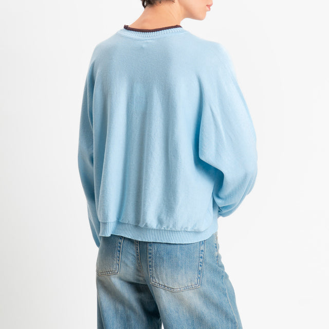 Tensione in-Maglia girocollo bicolore - light blue/brown