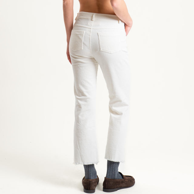 Tensione in-Pantalone velluto mille righe sfrangiato - panna