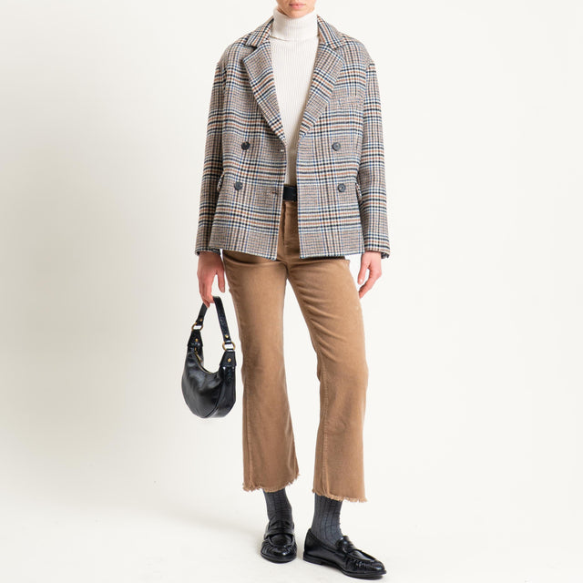 Tensione in-Pantalone velluto mille righe sfrangiato - cammello