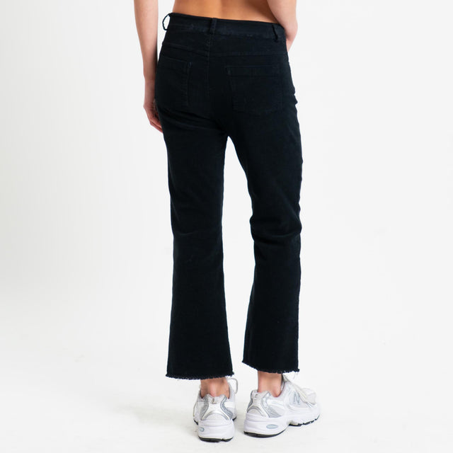 Tensione in-Pantalone velluto mille righe sfrangiato - nero